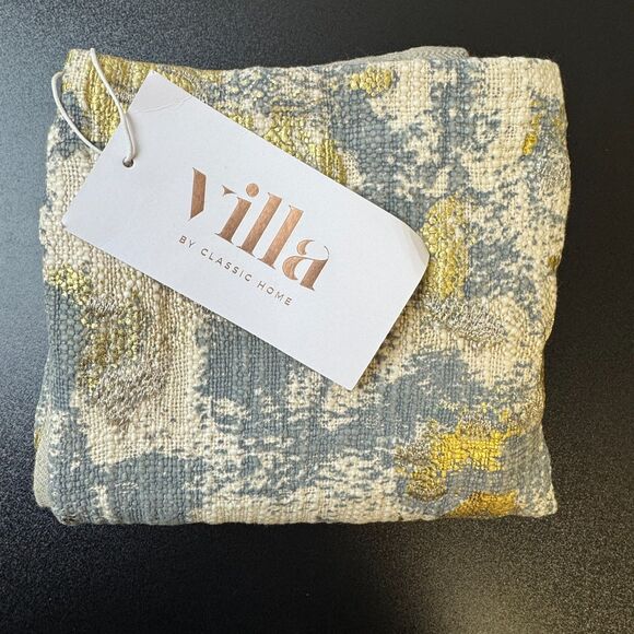 Pottery Barn x Villa Blaise Luciana Pillow Cover in Rain Blue Gold Metallic NEW - Picture 6 of 11